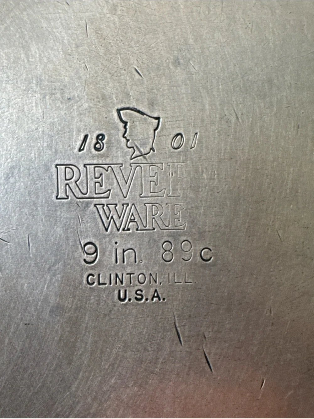 Revere Ware 9” Copper Bottom Skillet Frying Pan Vintage 1801 Clinton IL USA 89c